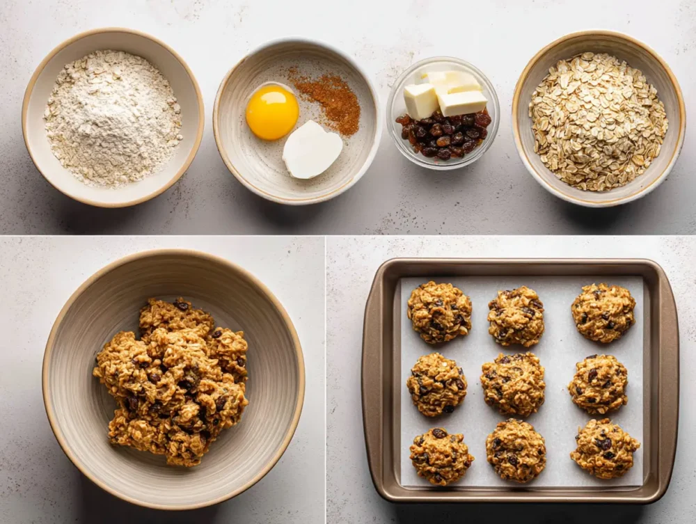 preparing oatmeal raisin cookies