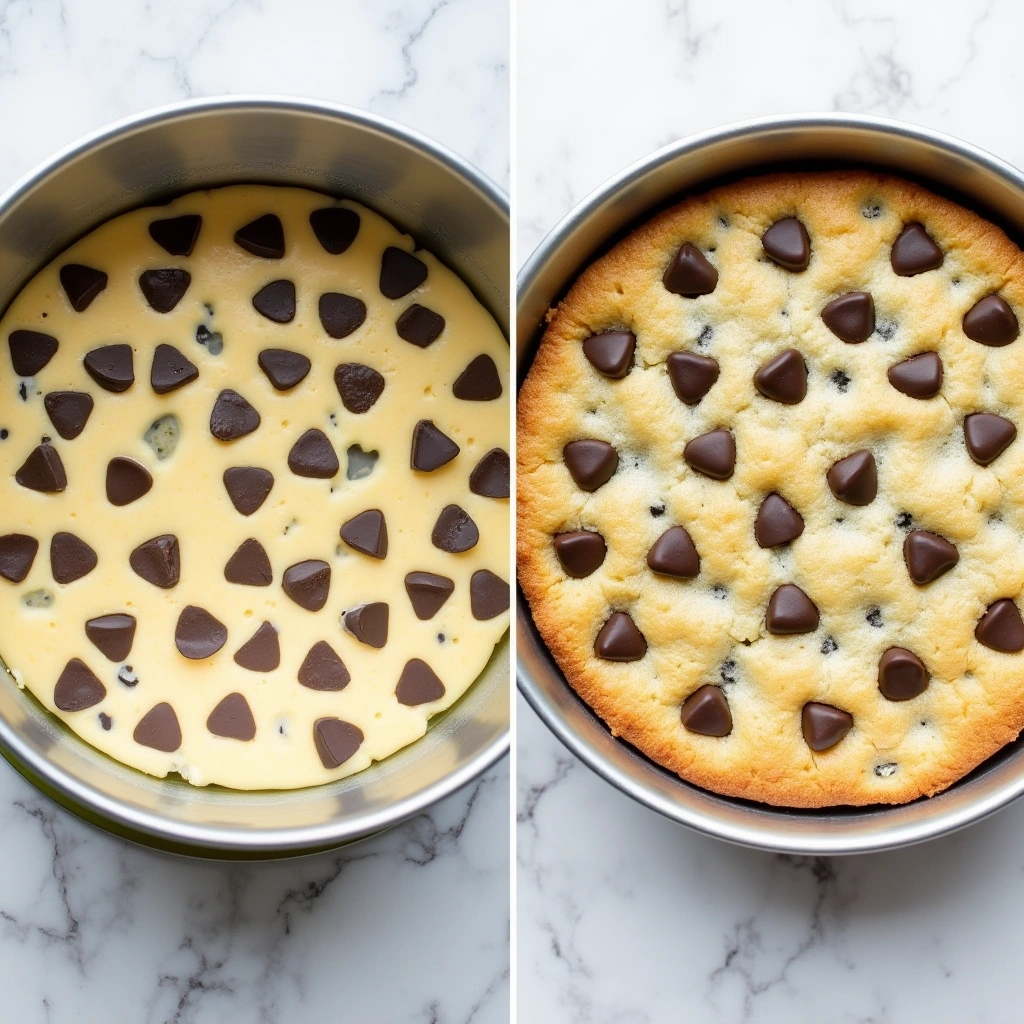 Transfer the dough into the prepared cake pan 
