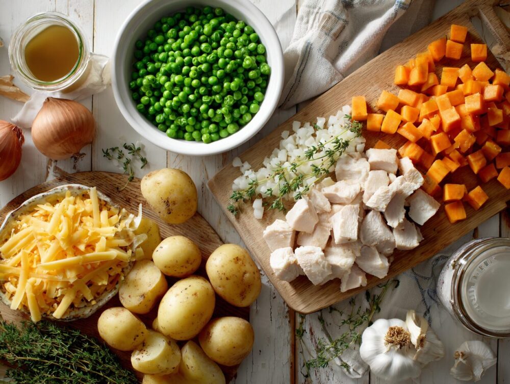 ingredients of Delicious Mini Chicken Pot Pies with Potatoes Recipe