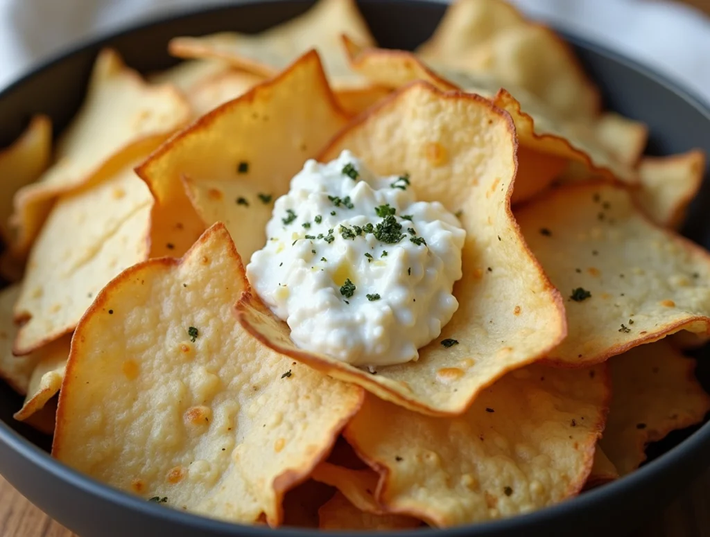 A close-up of cottage cheese being spooned onto a baking sheet.