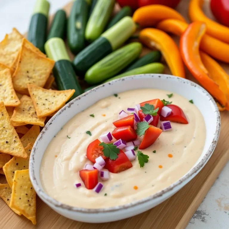 Creamy cottage cheese queso with tortilla chips