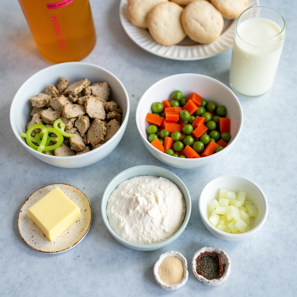 ingredients of Mini chicken pot pies with biscuits