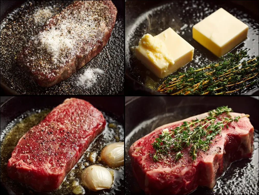 preparing Delmonico steak meal