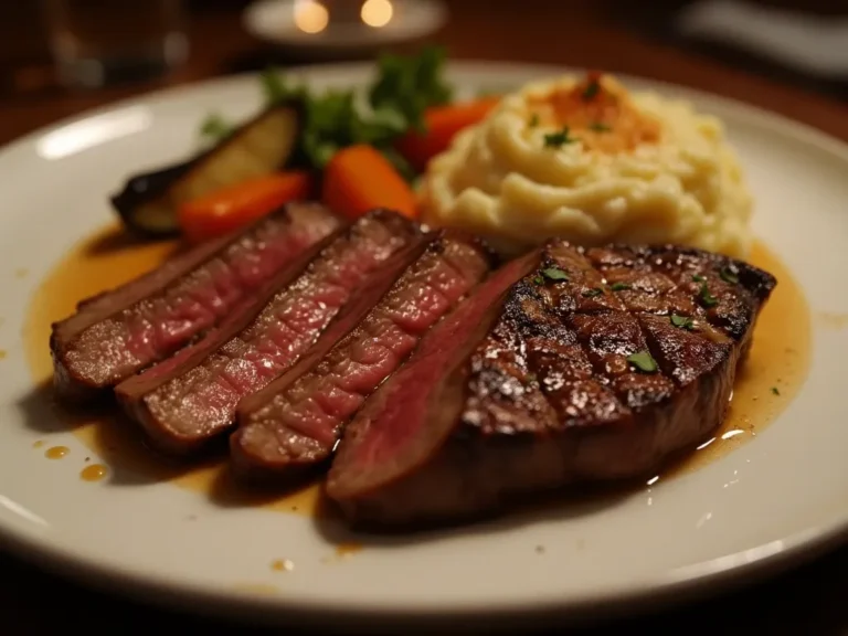 Delmonico steak dinner with sides