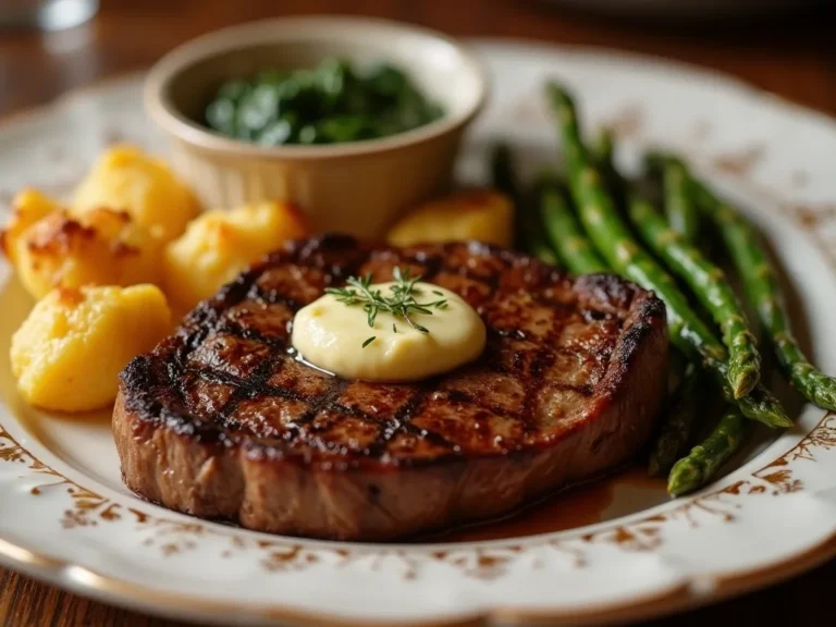 Original Delmonico steak recipe with butter and herbs