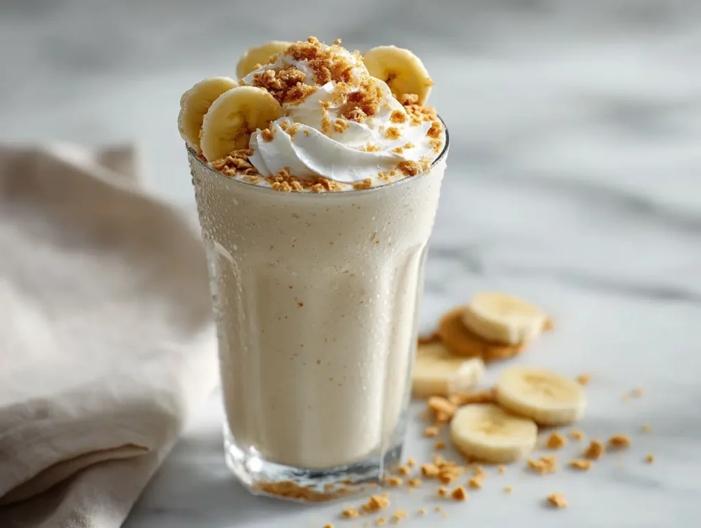 A healthier banana pudding milkshake that keeps the classic flavor with cleaner, lighter ingredients.