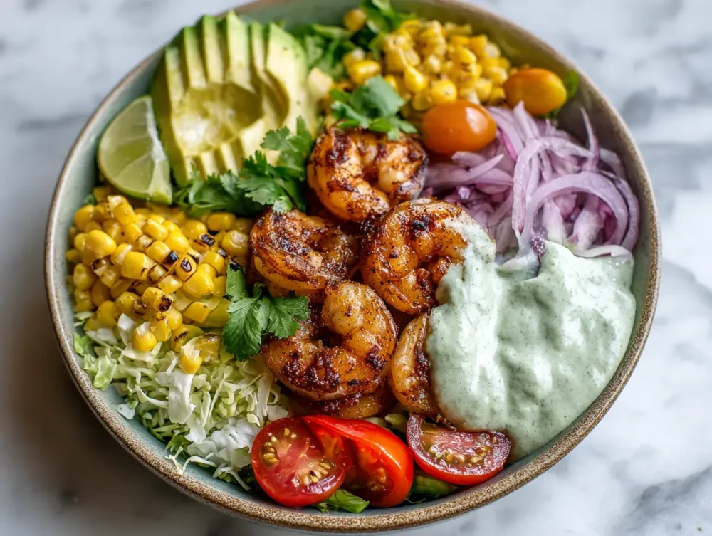 Healthy Blackened shrimp bowls