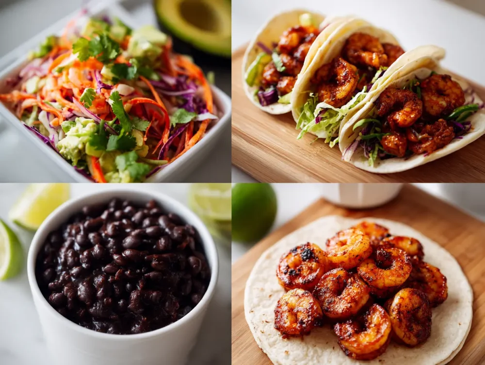 assembling blackened shrimp tacos 