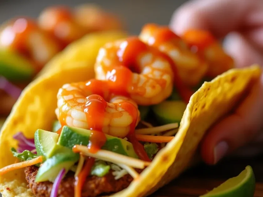 spicy shrimp tacos with cilantro-lime slaw