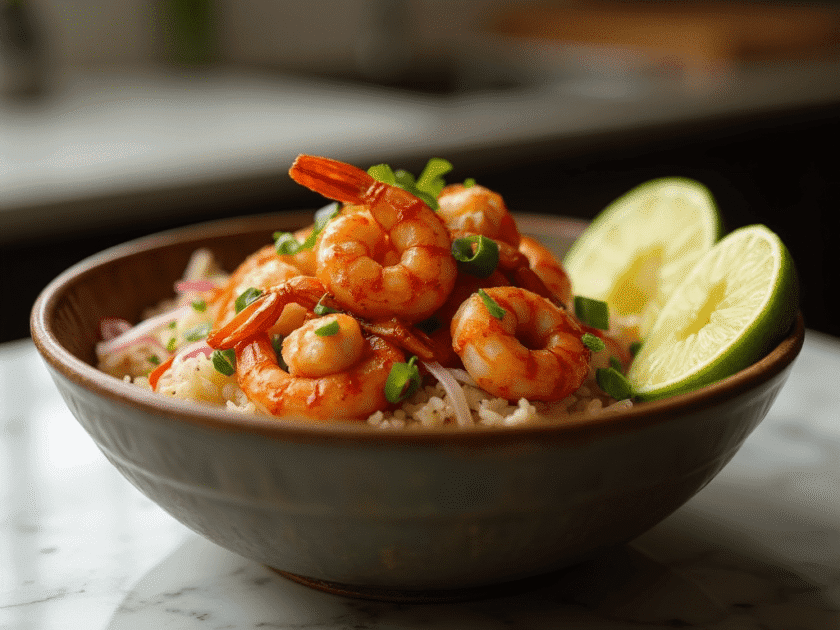 Healthy Blackened shrimp bowls