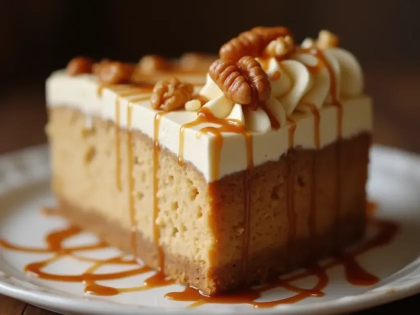 carrot cake cheesecake with pecan and frosting