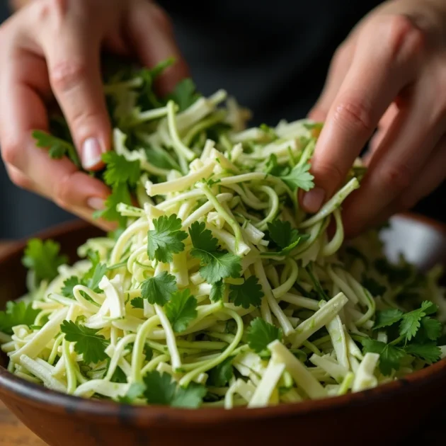cilantro-lime slaw ingredients close up