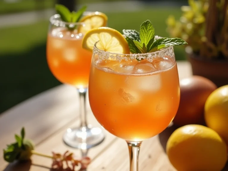 Hugo Spritz Cocktail in a glass with mint and lemon garnish