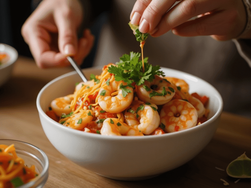 colorful shrimp bowl
