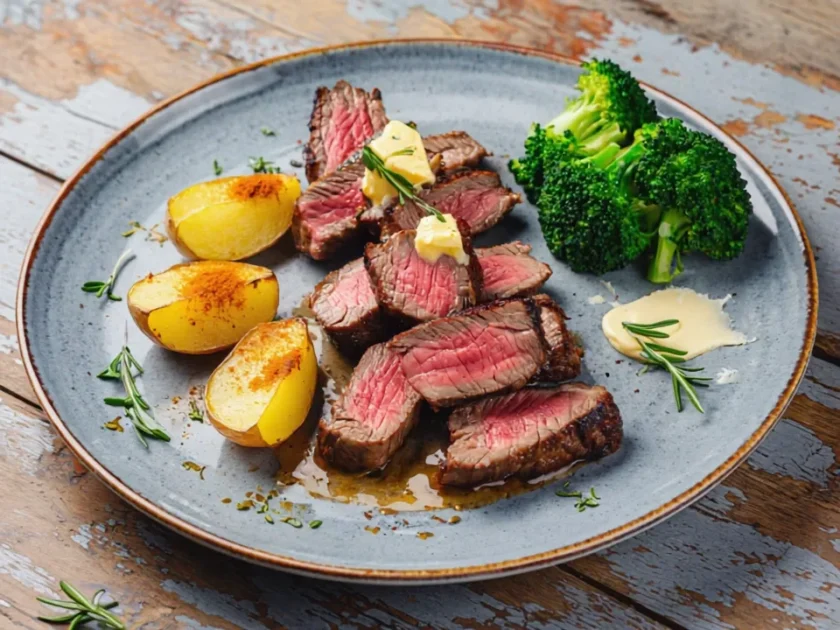 A juicy steak, crispy potatoes, and roasted broccoli in one perfect pan