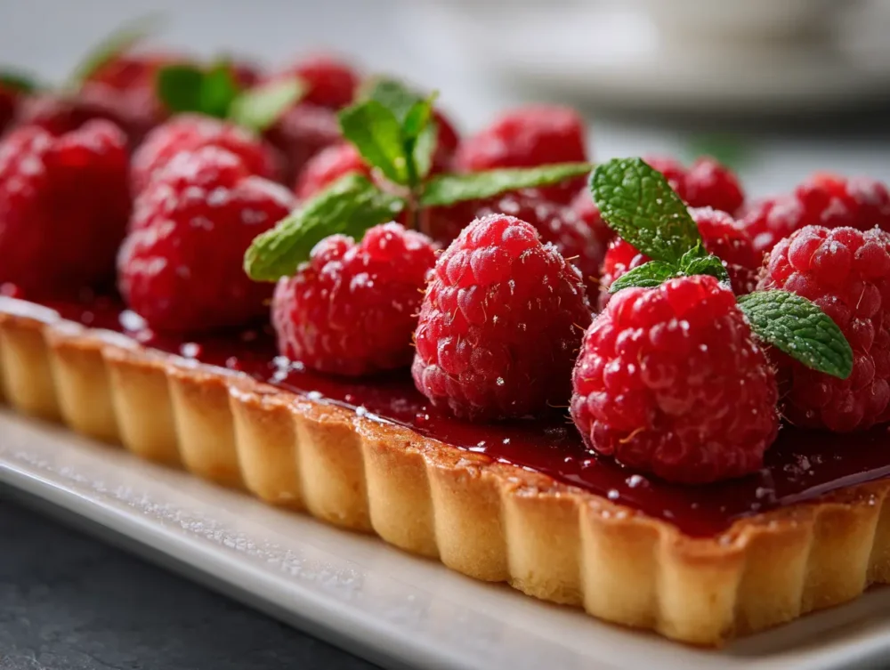 Side View Raspberry Curd Tart