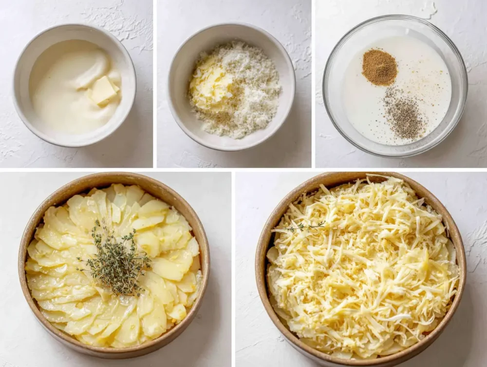 preparing A beautifully sliced potato cake