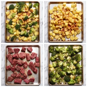 steps of preparing Steak potato & broccoli