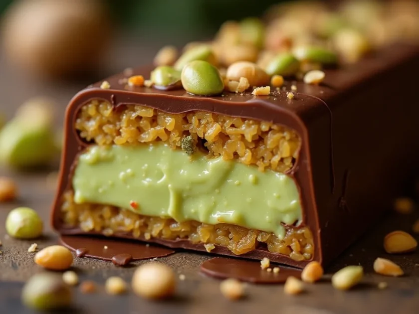 Dubai chocolate bar filled with pistachio butter
