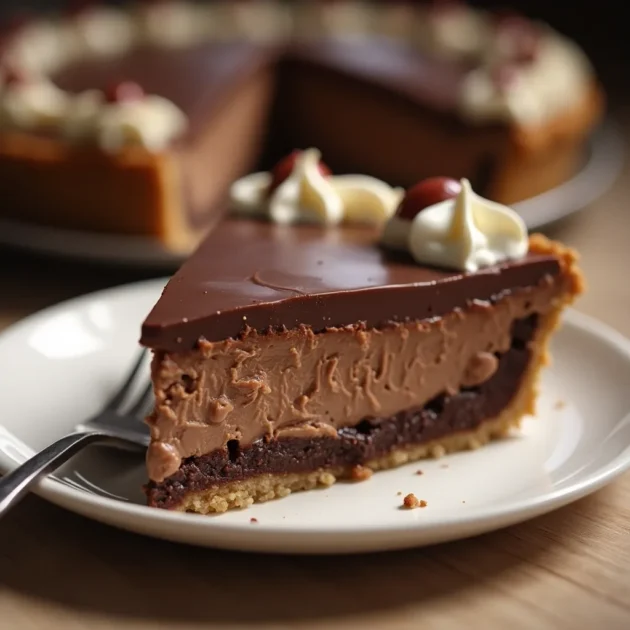 3‑Ingredient Hershey Bar Icebox Pie with chocolate topping