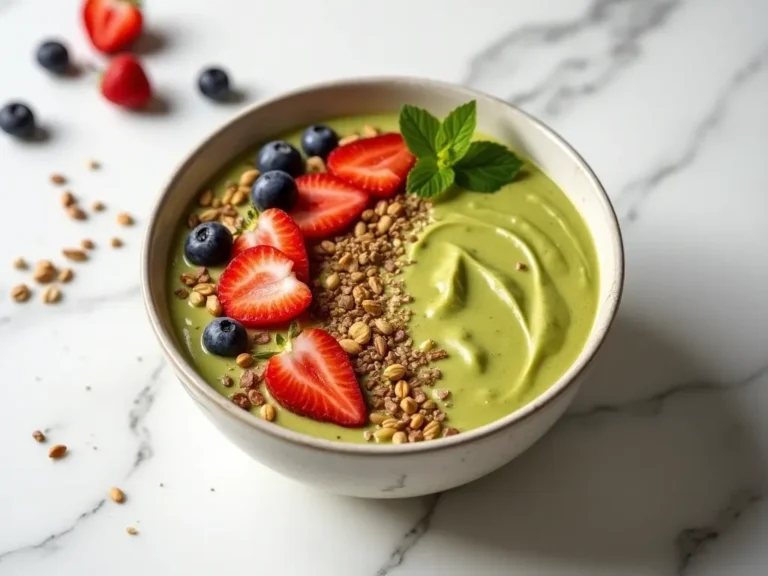 smoothie bowl with pistachio nut butter and toppings