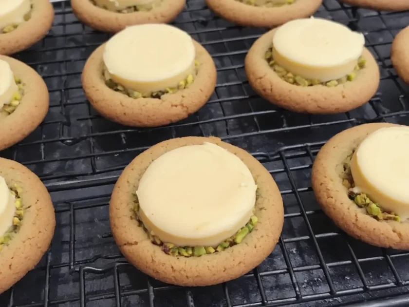 Freshly baked pistachio butter cookies