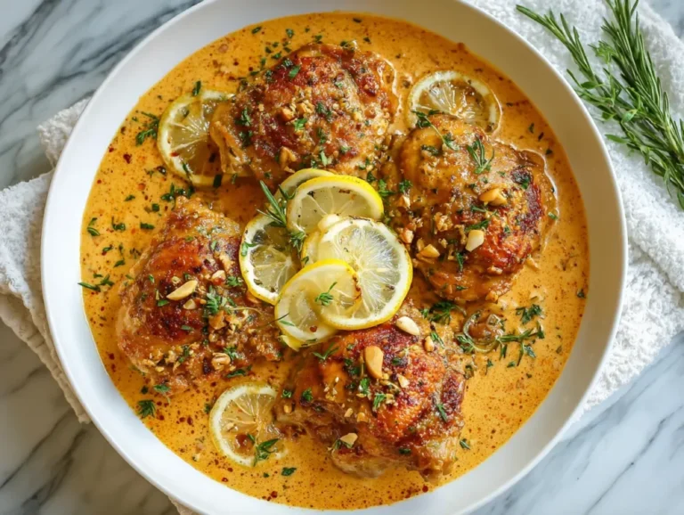 Lemony Chicken Thighs with Hazelnut Romesco