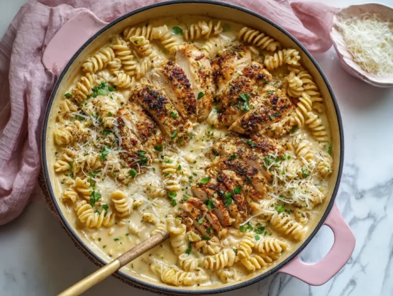 creamy chicken garlic parmesan pasta meal