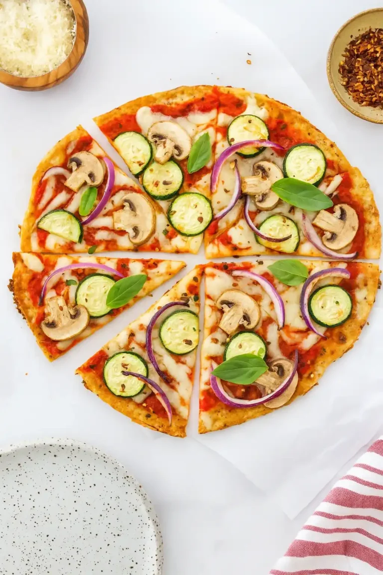 Keto cottage cheese egg pizza crust close-up with golden crispy edges