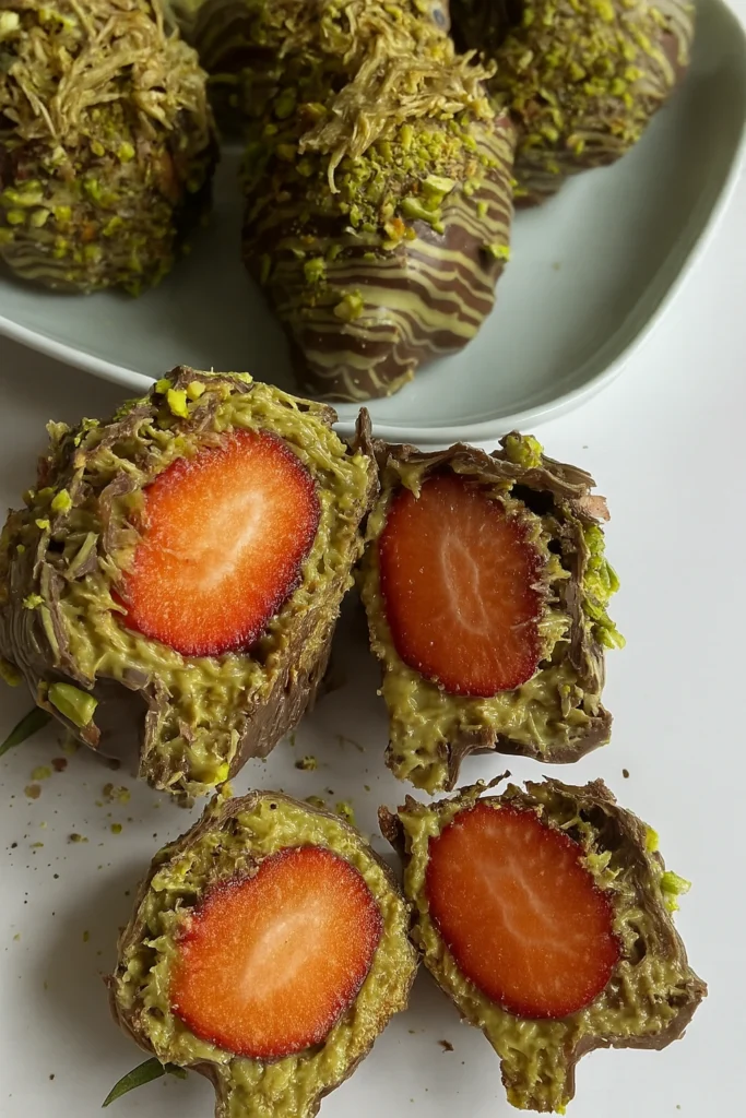 Gourmet chocolate strawberries with toasted kataifi kunafa, Dubai-style