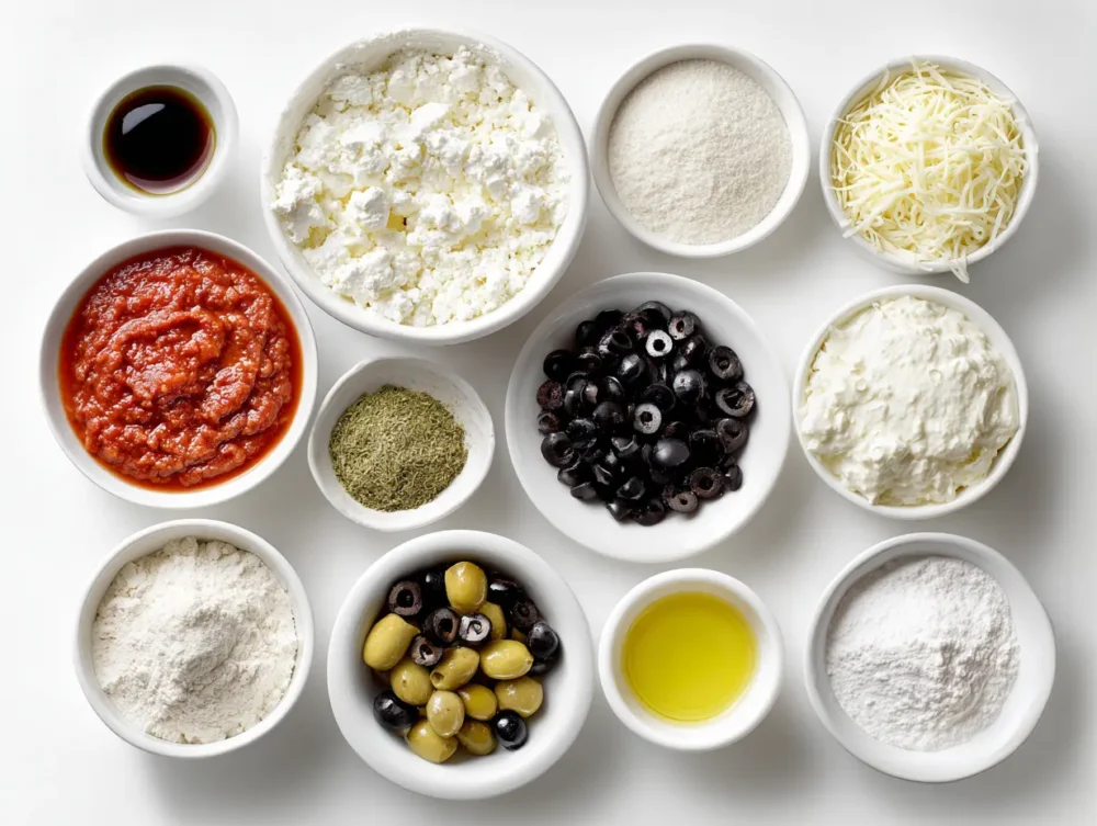 Fresh ingredients for Cottage Cheese Pizza Crust, including cottage cheese,