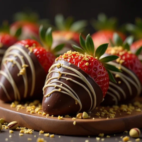 Luxury Dubai chocolate covered strawberries in gold box