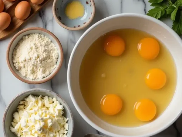 Ingredients for making keto cottage cheese egg pizza crust