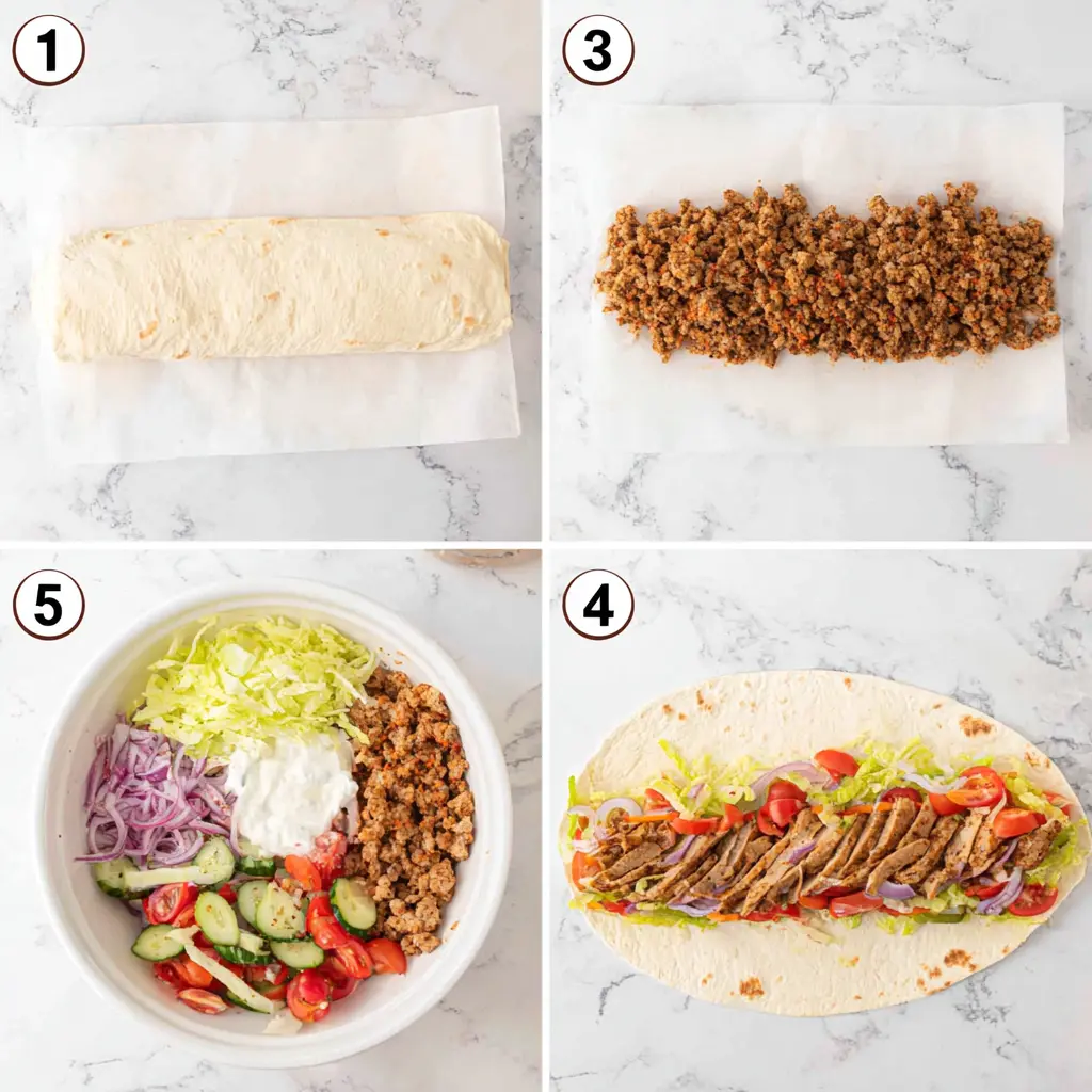 step by step preparing Viral Doner Kebab Wrap