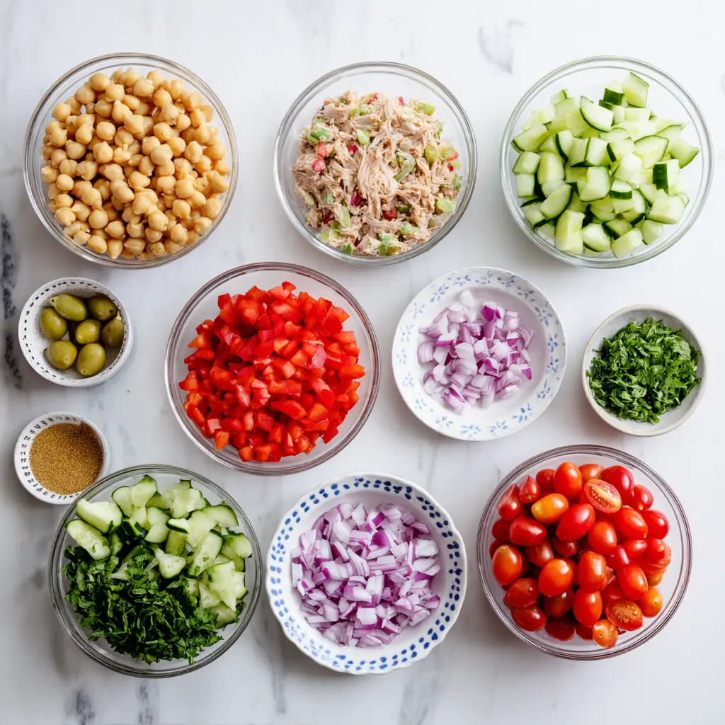 Fresh Ingredients for Chickpea Salad
