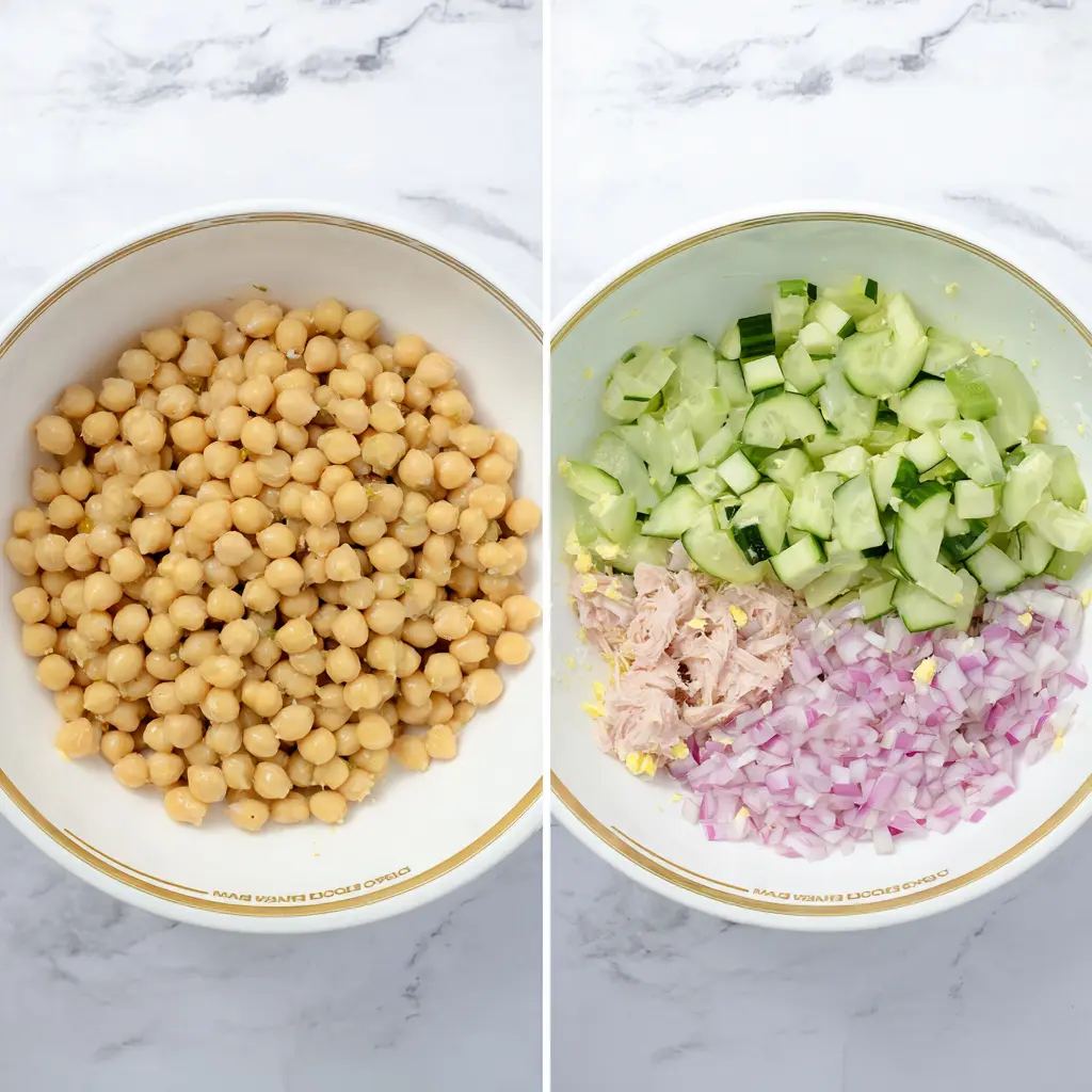 Tossing Chickpea tuna Salad