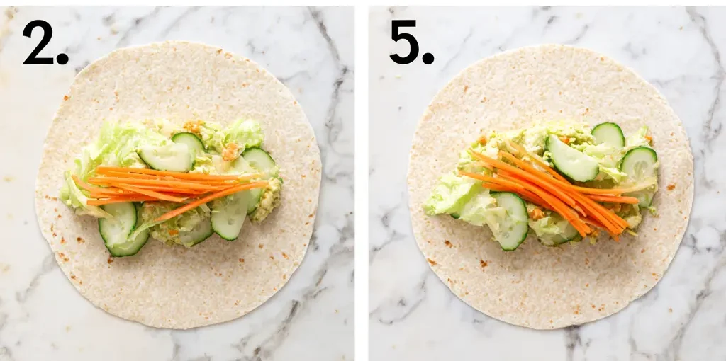 assembling quick no cook healthy lunch wrap