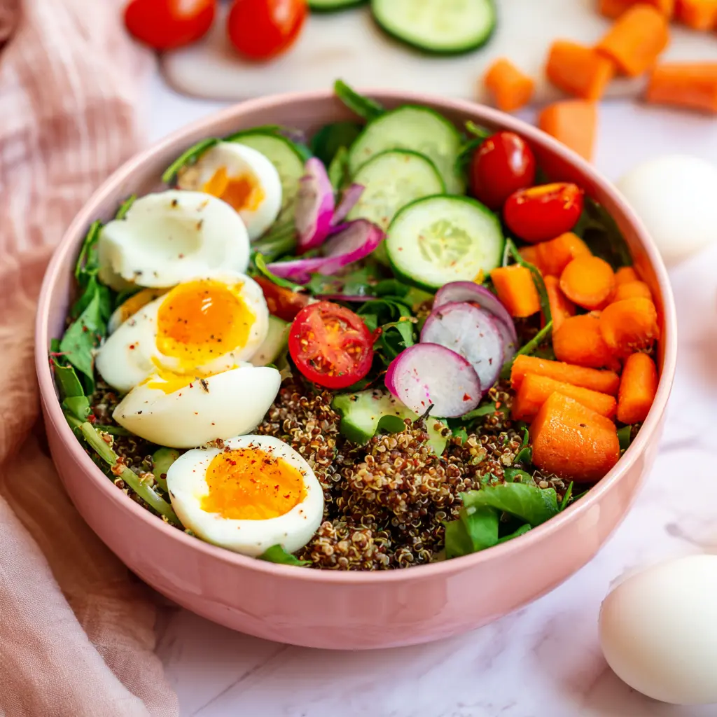 easy healthy quinoa veggie power bowl lunch idea