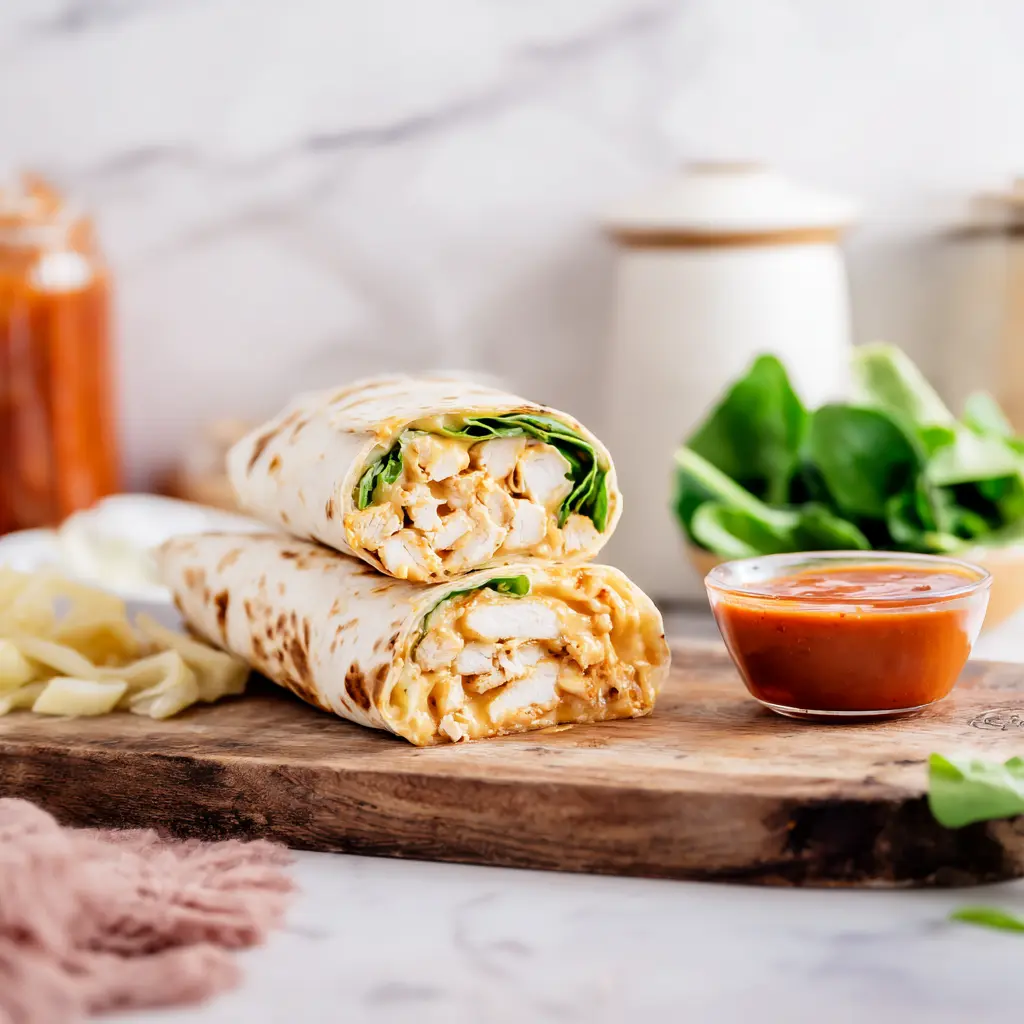 golden cheesy chicken wrap with juicy filling
