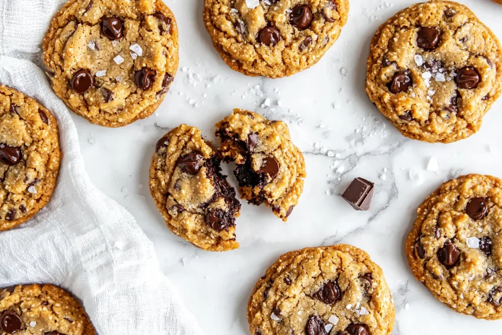  A stack of golden almond flour cookies 