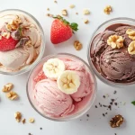 Best ninja creami recipes chocolate protein ice cream , strawberries and vanilla flavours