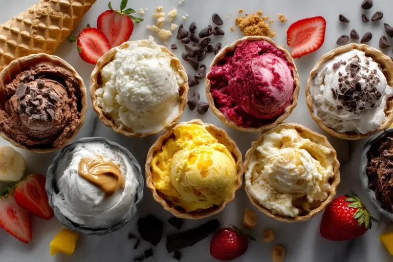 7 flavours of creami recipes served in a bowls